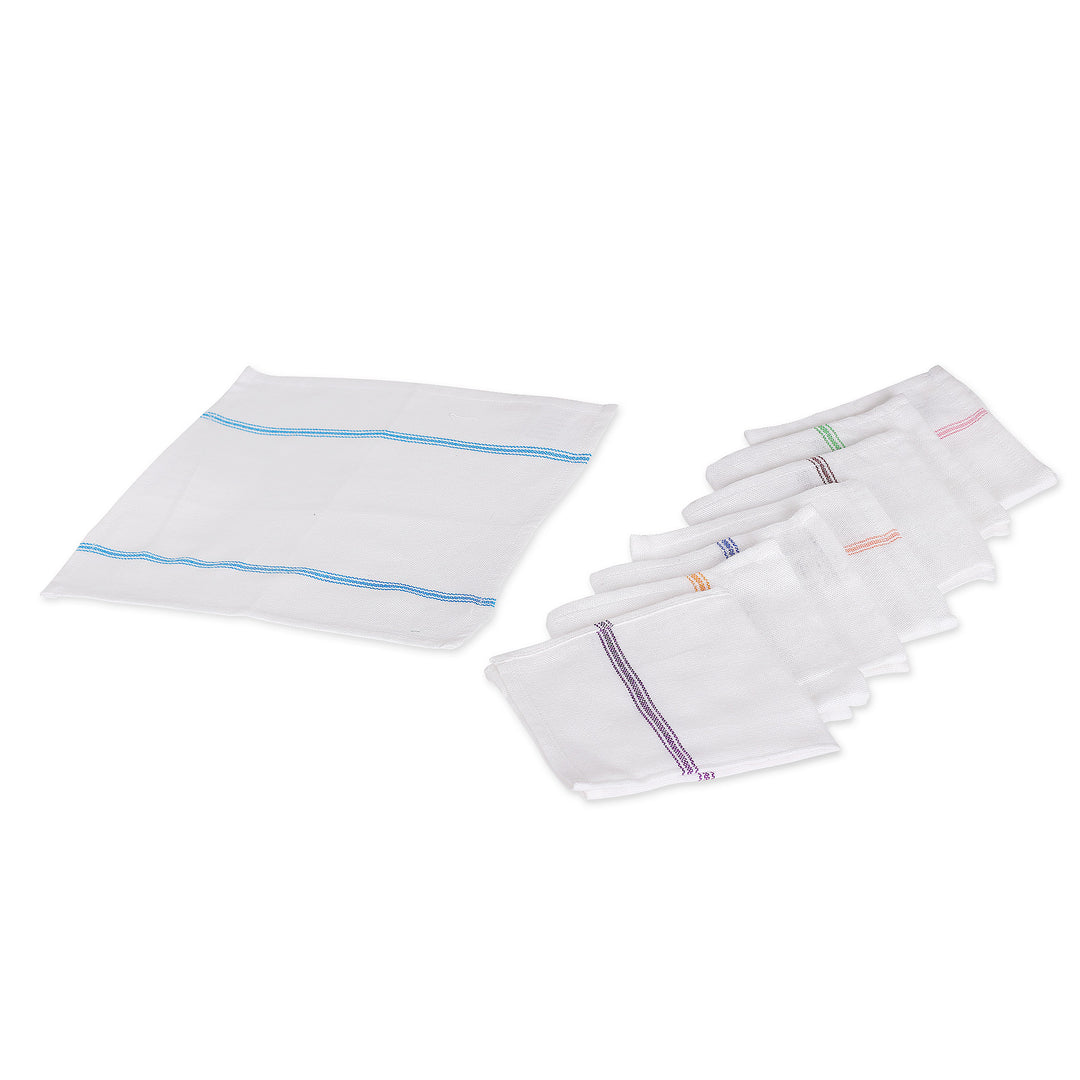 Set of 8 Handwoven Striped Colorful Mini Cotton Dish Towels - Festive Flavors