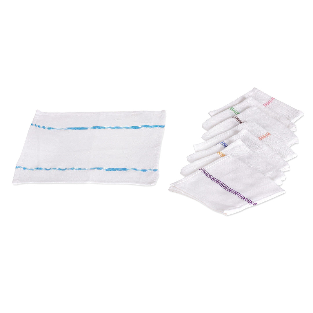 Set of 8 Handwoven Striped Colorful Mini Cotton Dish Towels - Festive Flavors