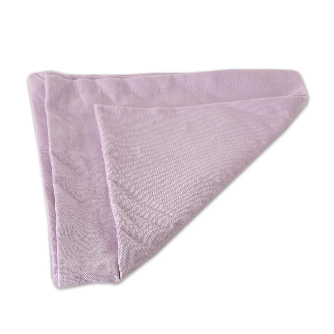 Set of 6 Purple Cotton Napkins with Leafy Green Basket - Gentle Purple