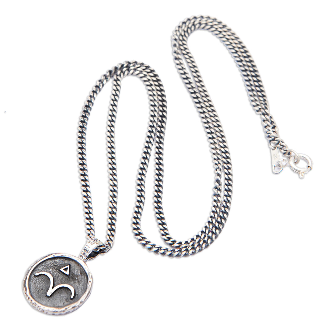 Sterling Silver Necklace with Aries Zodiac Sign Pendant - Aries Charm