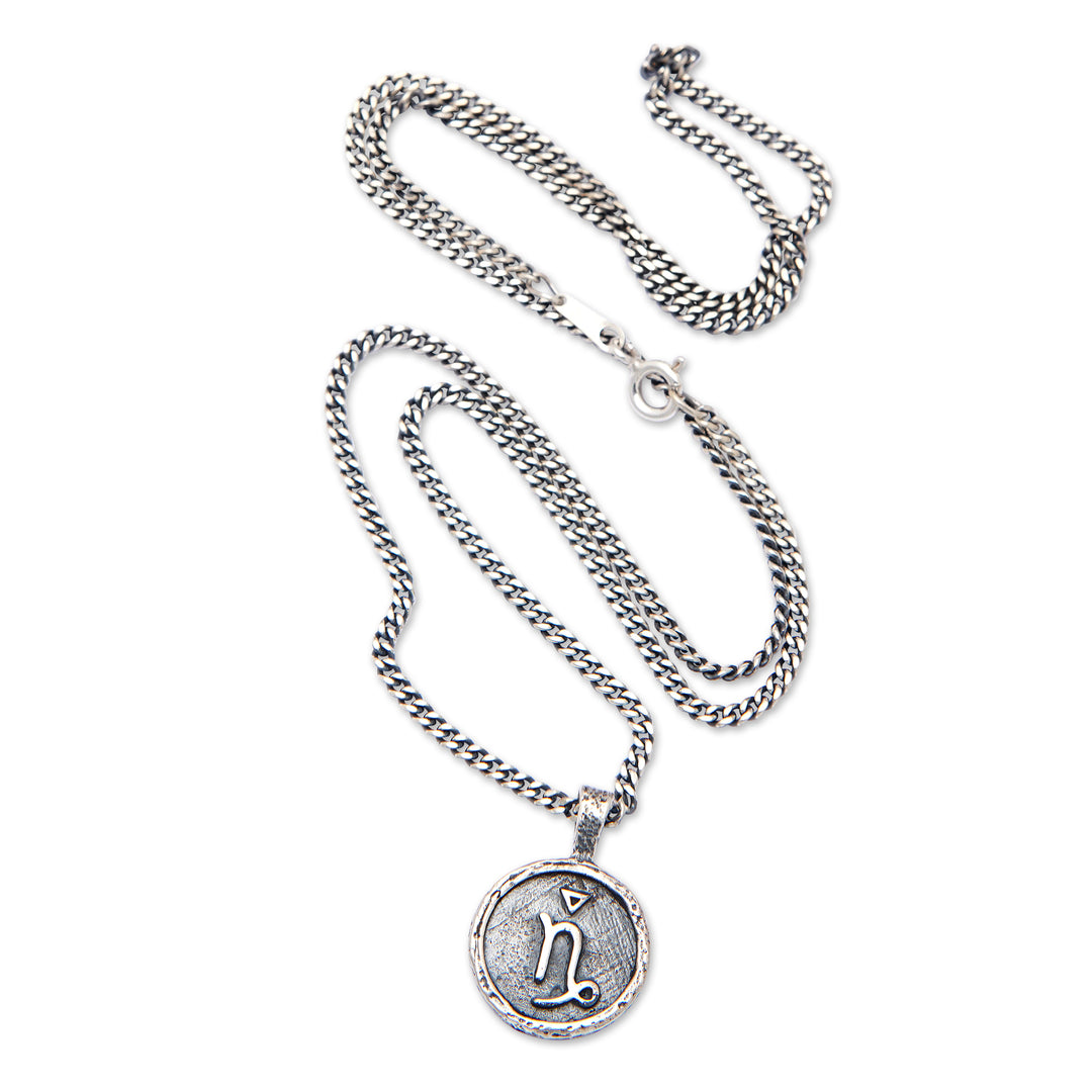 Sterling Silver Necklace with Capricorn Zodiac Sign Pendant - Capricorn Charm