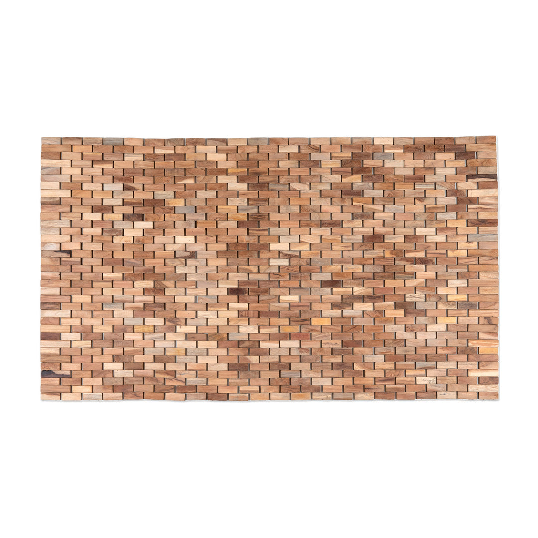 Handcrafted Modern Natural Brown Teak Wood Mat from Bali - The Roadside