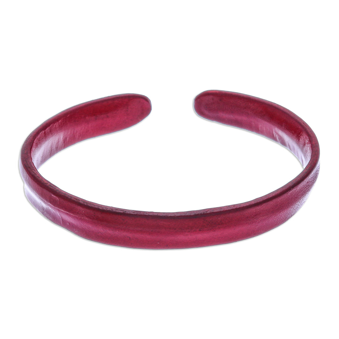 Handcrafted Modern Leather Cuff Bracelet in Red - Simply Passionate