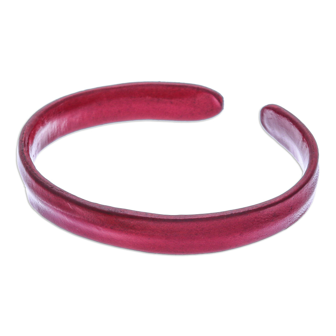 Handcrafted Modern Leather Cuff Bracelet in Red - Simply Passionate