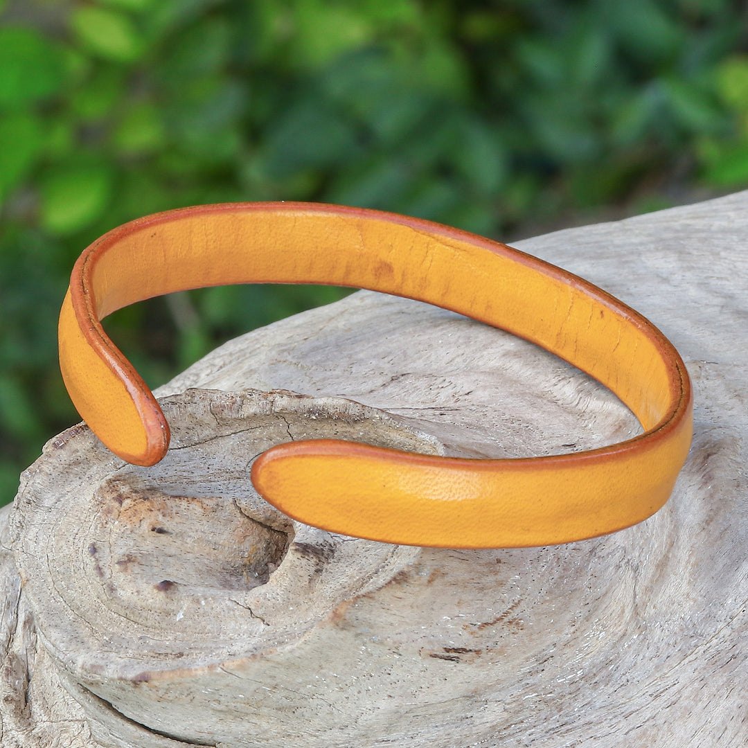 Handcrafted Modern Leather Cuff Bracelet in Yellow - Simply Joyous