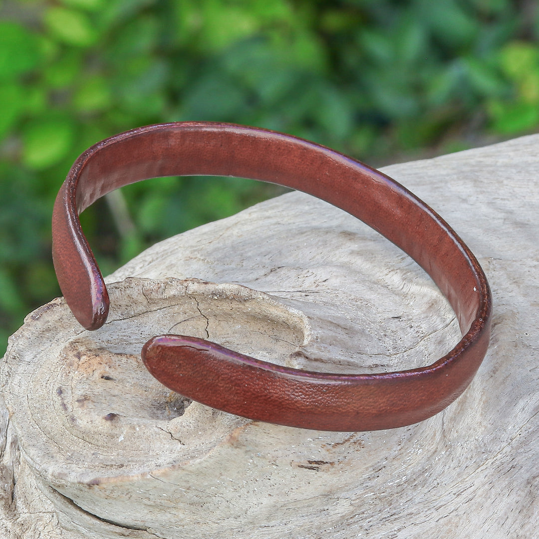 Handcrafted Modern Leather Cuff Bracelet in Brown - Simply Resilient