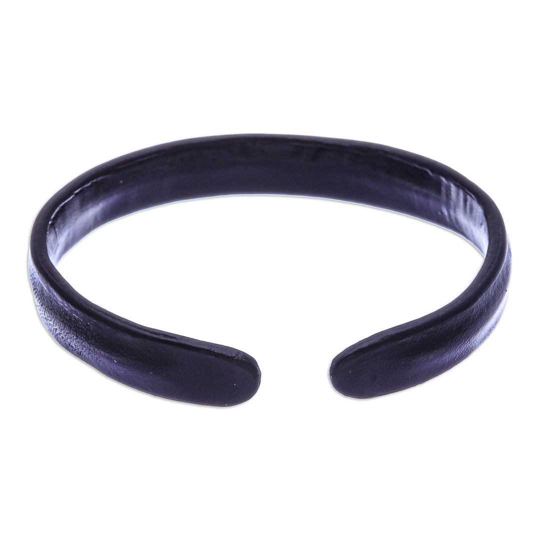 Handcrafted Modern Leather Cuff Bracelet in Black - Simply Enigmatic