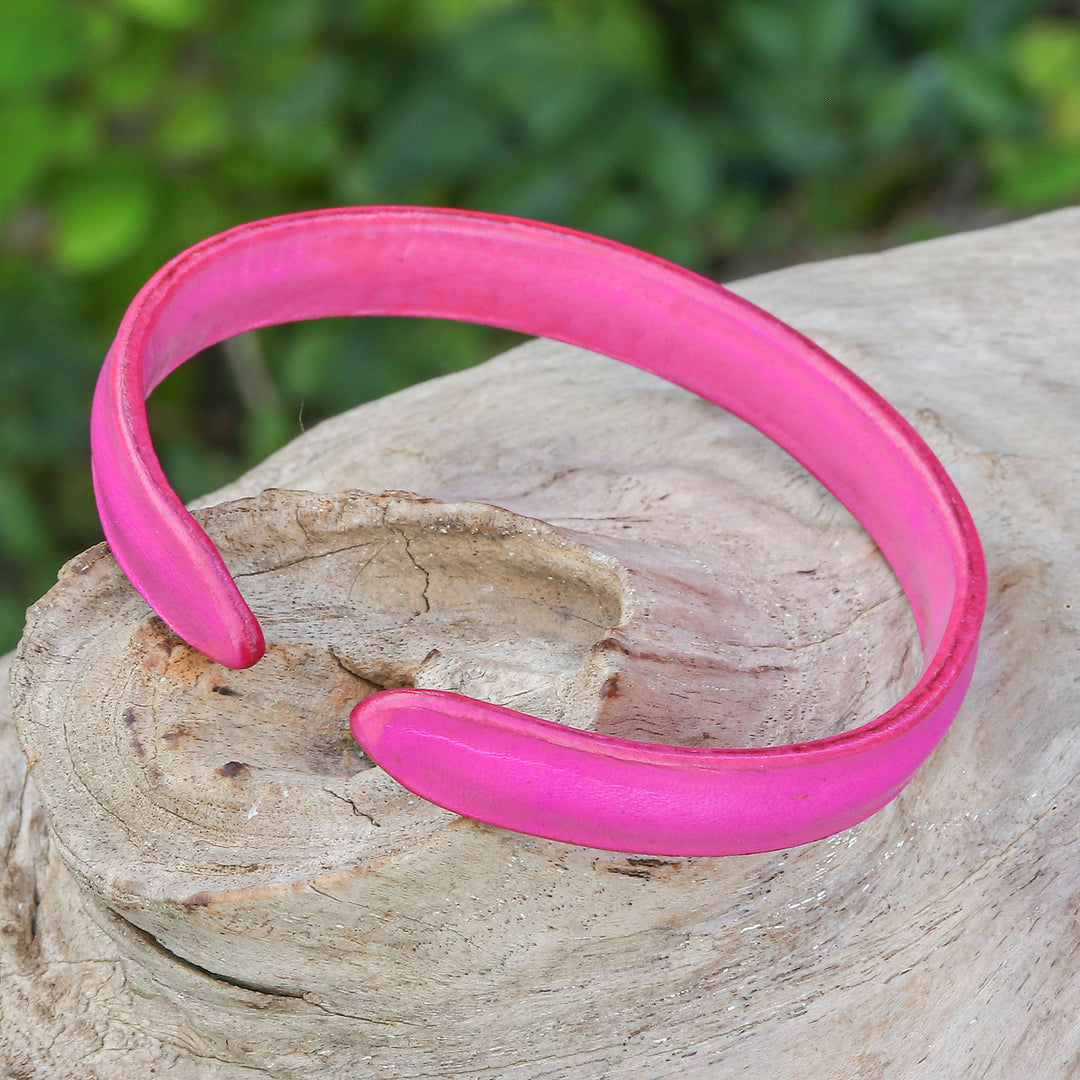 Handcrafted Modern Leather Cuff Bracelet in Pink - Simply Playful