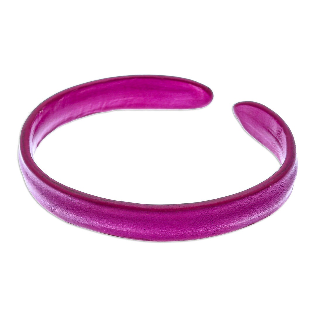 Handcrafted Modern Leather Cuff Bracelet in Pink - Simply Playful