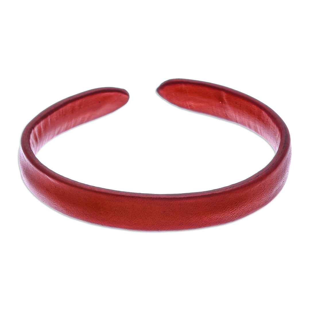 Handcrafted Modern Leather Cuff Bracelet in Orange - Simply Confident