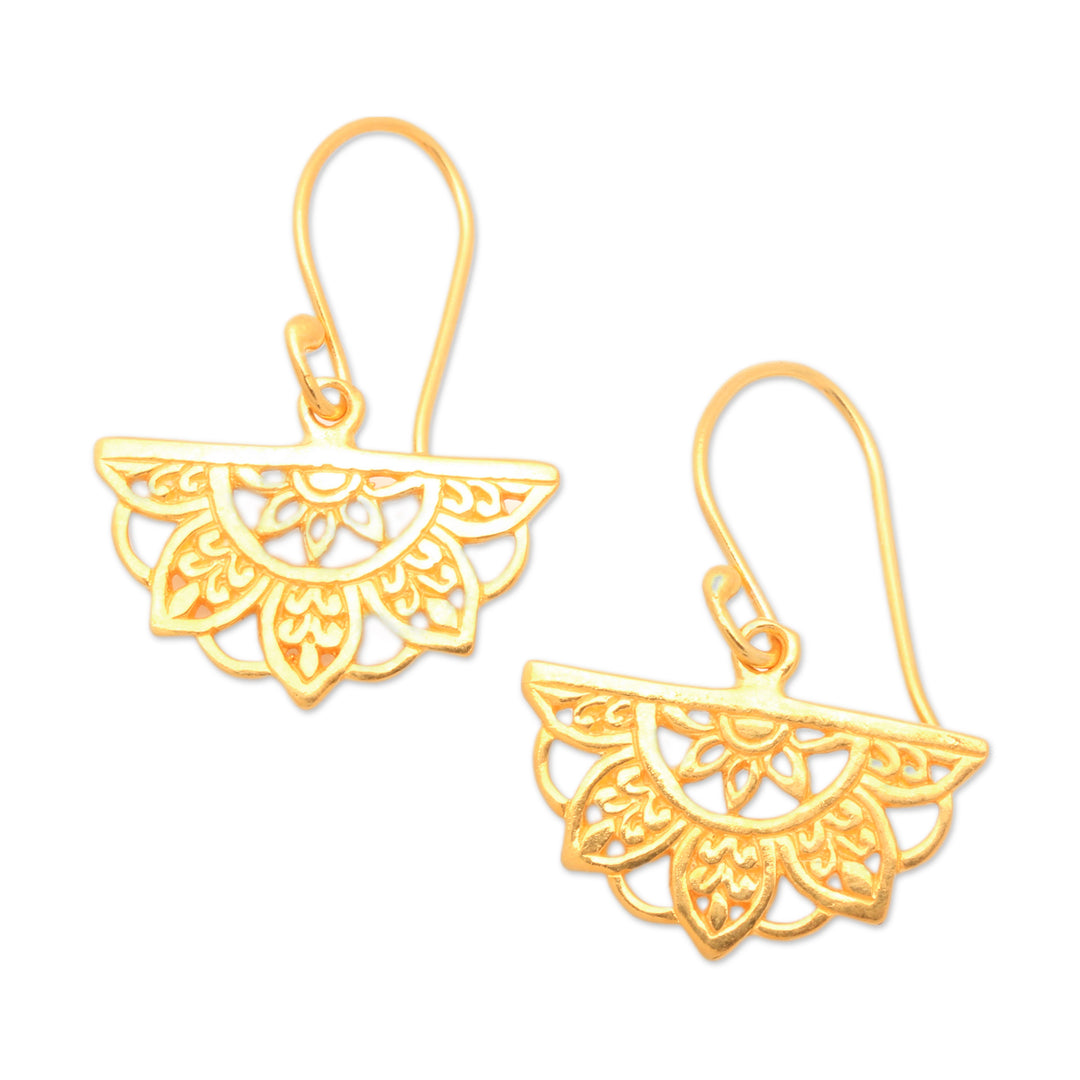 Traditional Chakra-Themed 22k Gold-Plated Dangle Earrings - Half Chakra