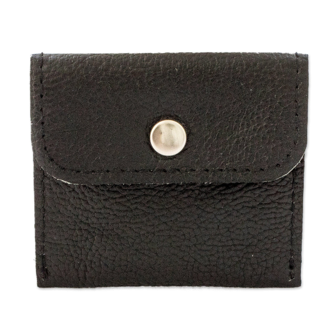 Handmade Eco-Friendly Black Recycled Leather Coin Purse - Handy Environment