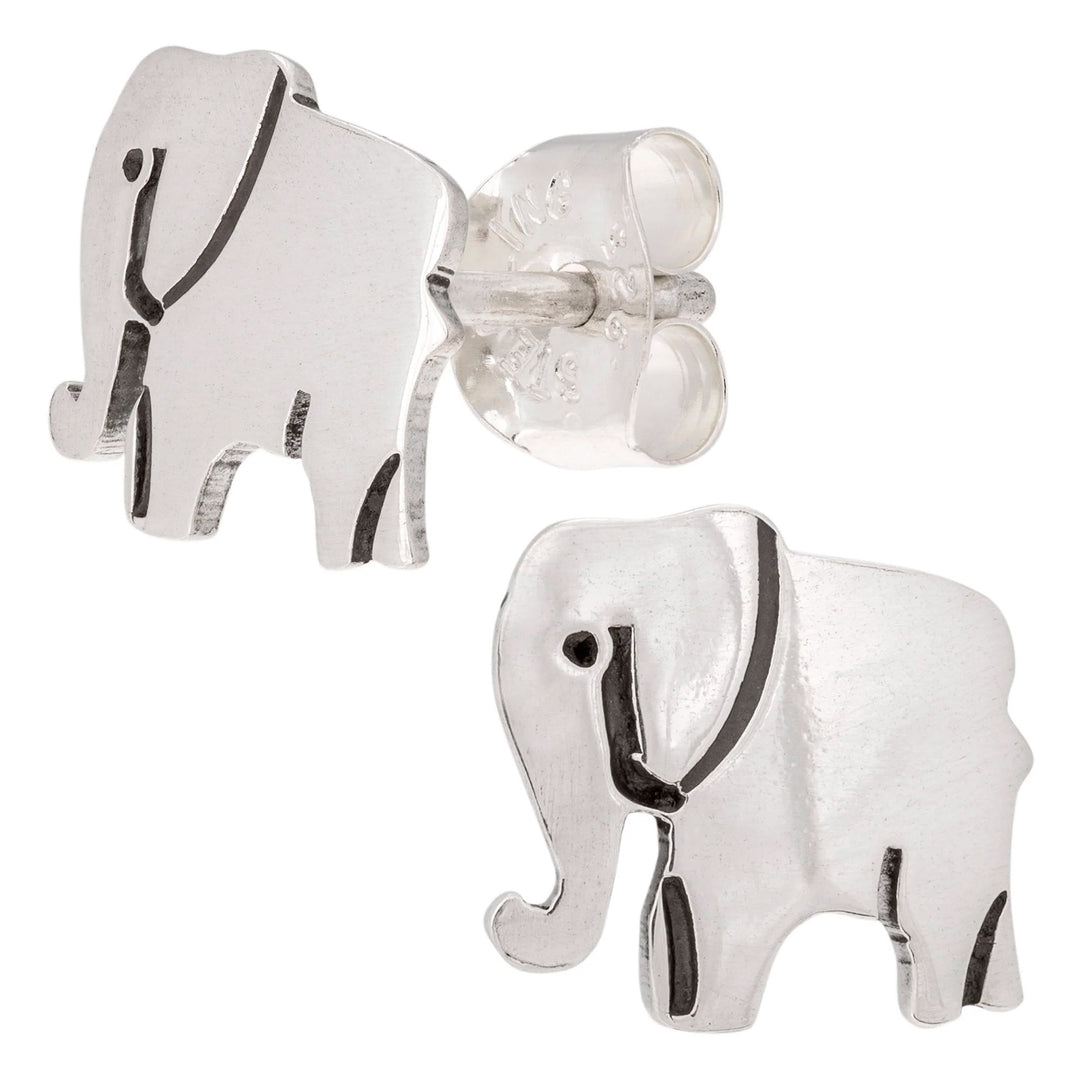 Sterling Silver Elephant Stud Earrings - Proud Elephant