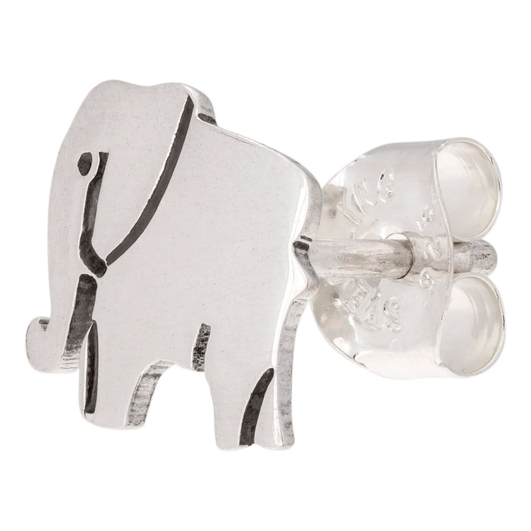 Sterling Silver Elephant Stud Earrings - Proud Elephant