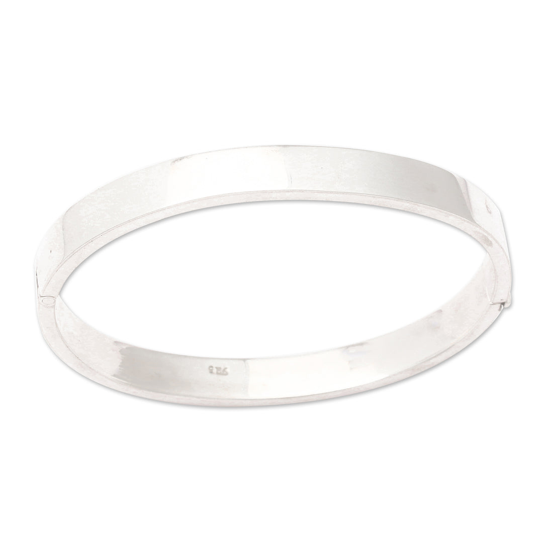 Modern Sterling Silver Bangle-Style Wristband Bracelet - Lovely Glow