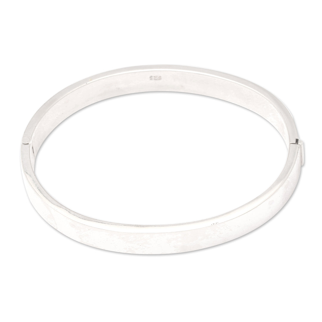 Modern Sterling Silver Bangle-Style Wristband Bracelet - Lovely Glow