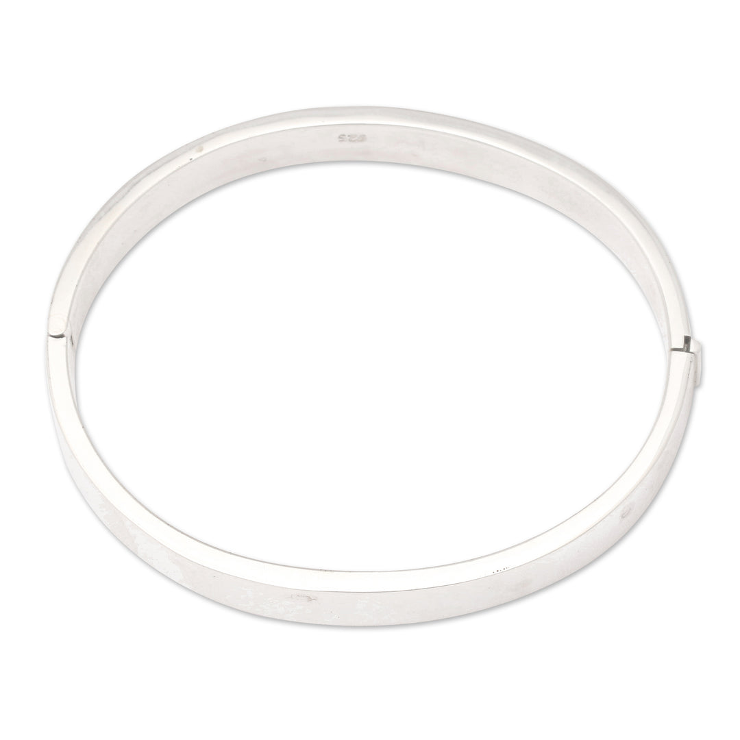 Modern Sterling Silver Bangle-Style Wristband Bracelet - Lovely Glow