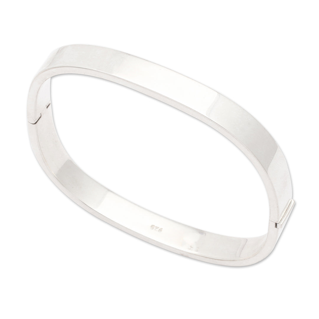 Polished Sterling Silver Bangle-Style Wristband Bracelet - Glam and Glow