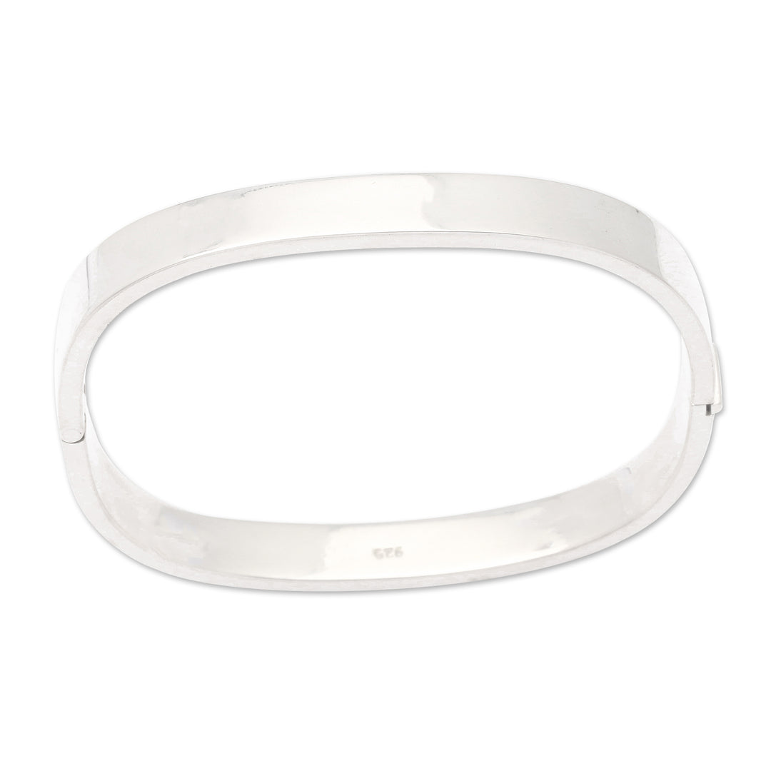 Polished Sterling Silver Bangle-Style Wristband Bracelet - Glam and Glow