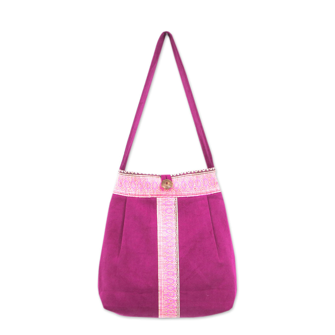Handcrafted Fuchsia and Pink Cotton Shoulder Bag - Thai Illusion