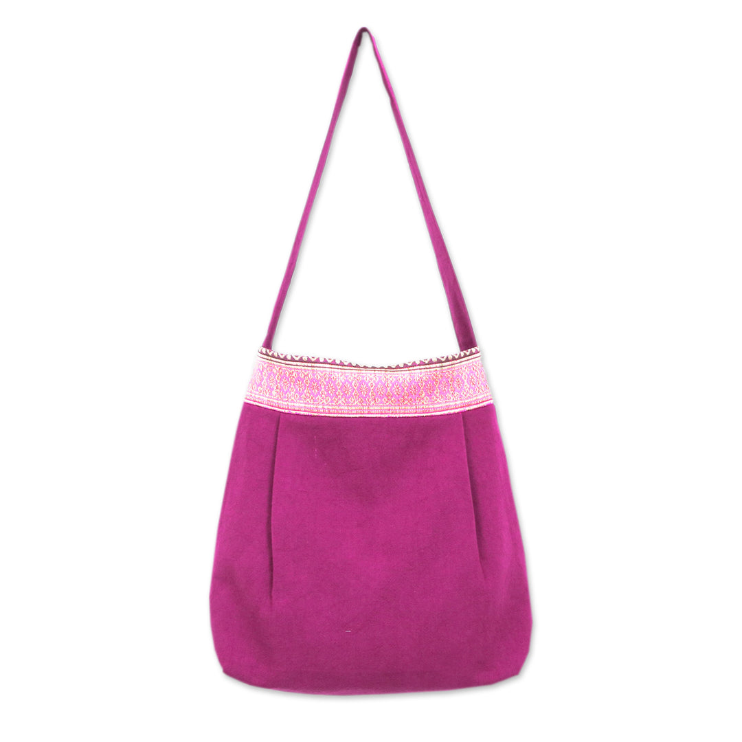 Handcrafted Fuchsia and Pink Cotton Shoulder Bag - Thai Illusion