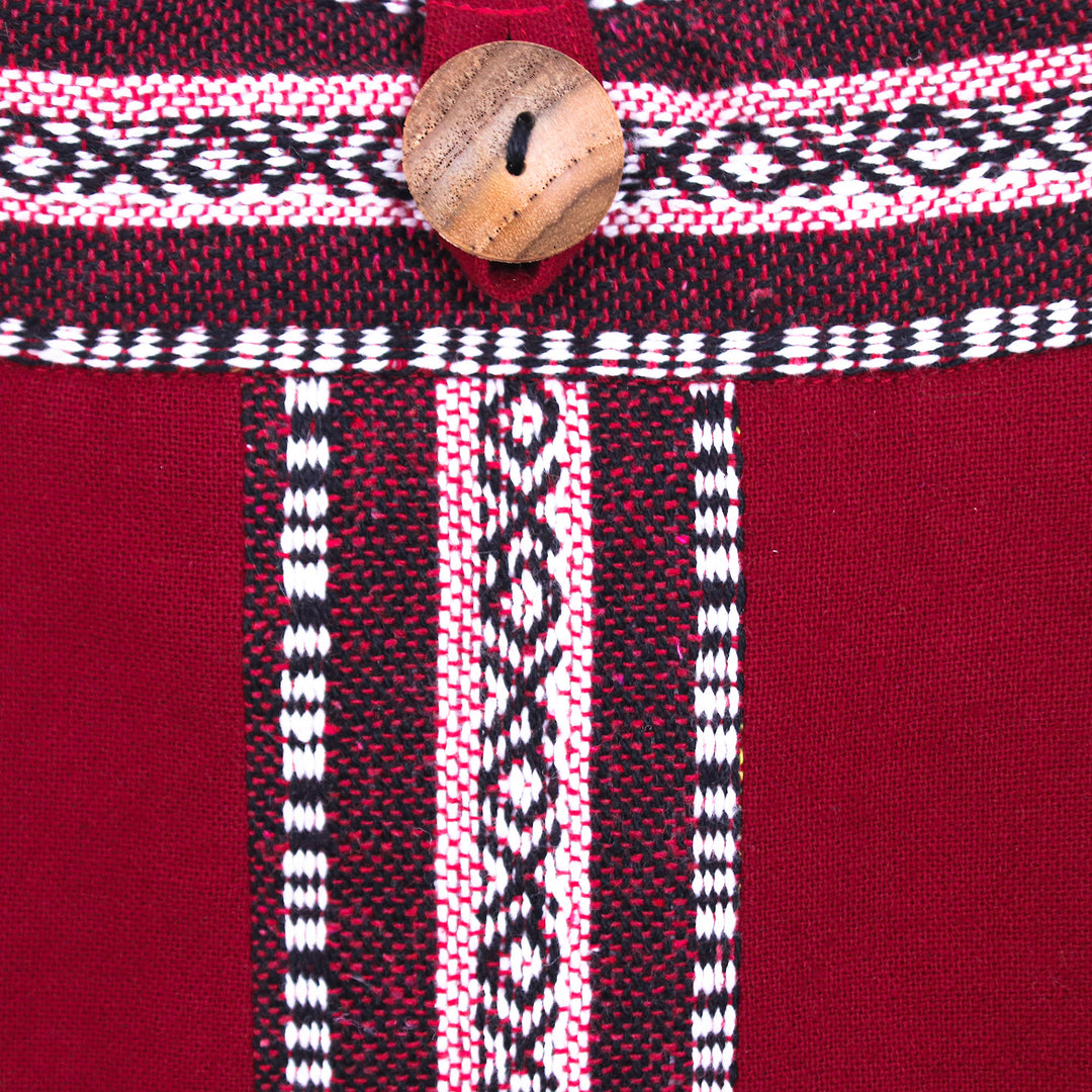 Handcrafted Crimson Cotton Shoulder Bag from Thailand - Thai Romance