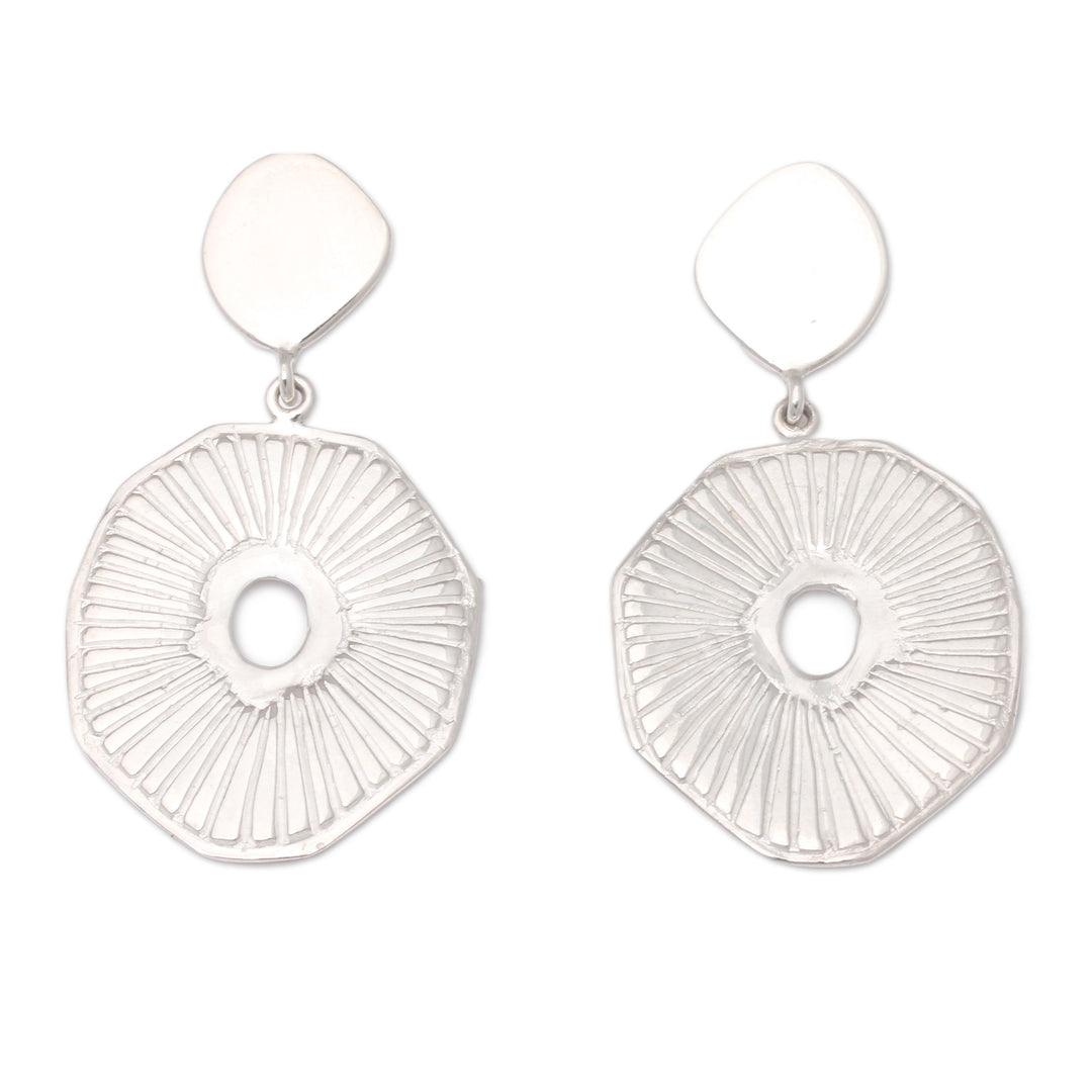 Modern Textured Sterling Silver Dangle Earrings from Bali - Contemporary Fashion