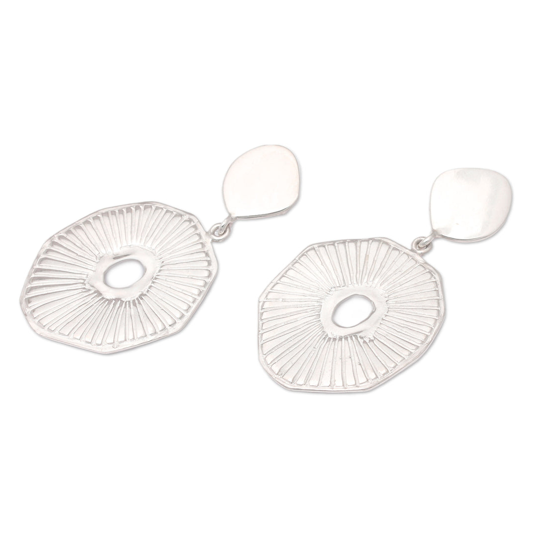 Modern Textured Sterling Silver Dangle Earrings from Bali - Contemporary Fashion