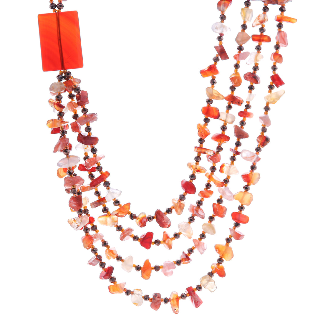 Orange Carnelian and Chalcedony Strand Necklace - Window to Courage