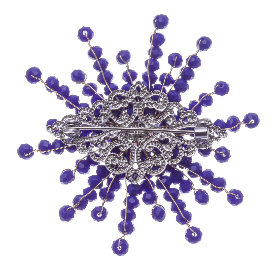 Star-Shaped Blue Chalcedony and Glass Beaded Brooch - The Magical Starlight