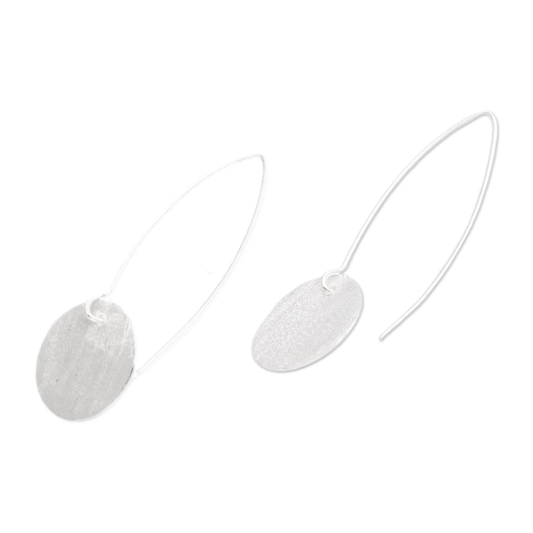 Minimalist Round Sterling Silver Drop Earrings from Bali - Avant-Garde Moon