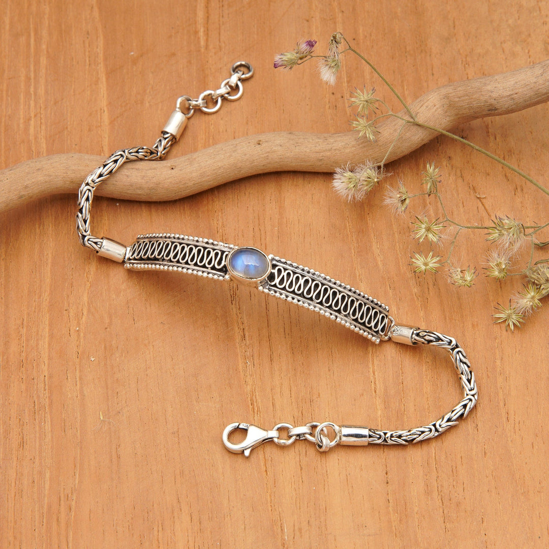 Classic Natural Rainbow Moonstone Pendant Bracelet - Moonlight Dream