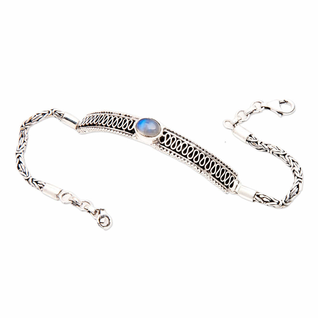 Classic Natural Rainbow Moonstone Pendant Bracelet - Moonlight Dream