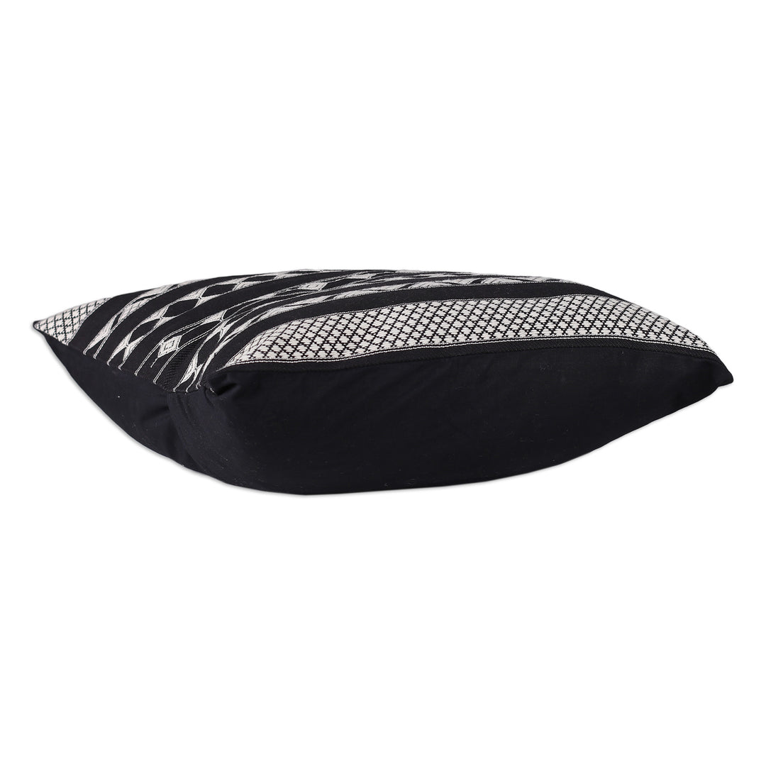 Patterned Black and White Cotton Cushion Covers (Pair) - Midnight Geometry