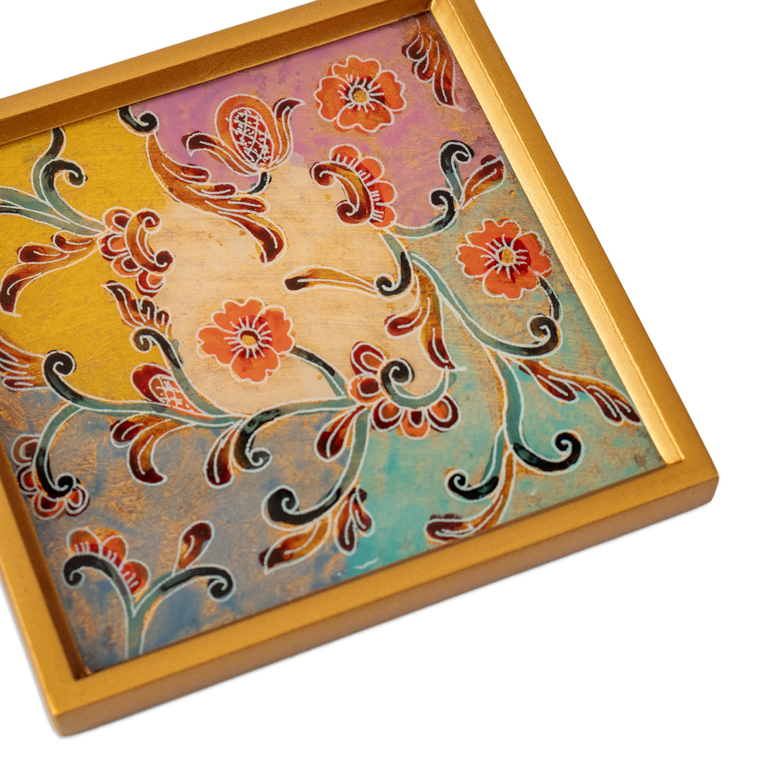 Floral Colorful Reverse Painted Glass Coasters (Set of 4) - Margarita Joy