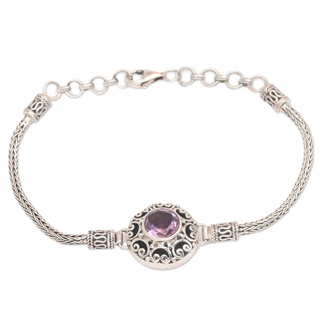 Classic Floral-Inspired 1-Carat Amethyst Pendant Bracelet - Blossoming Purple