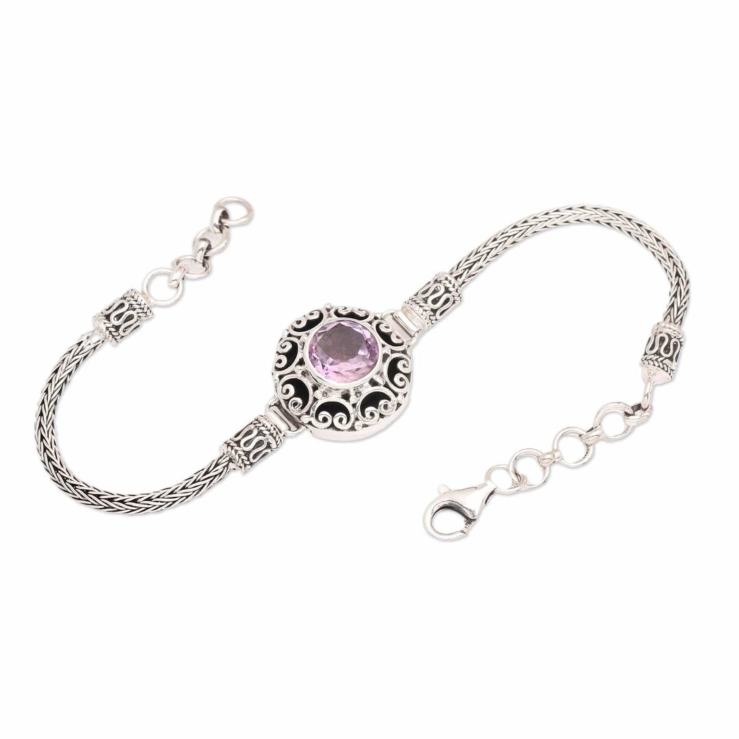Classic Floral-Inspired 1-Carat Amethyst Pendant Bracelet - Blossoming Purple