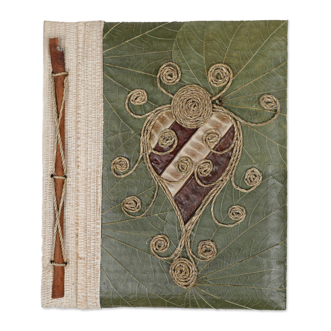 Turtle-Themed Natural Fiber Journal with 41 Rice Paper Pages - Twirly Turtle