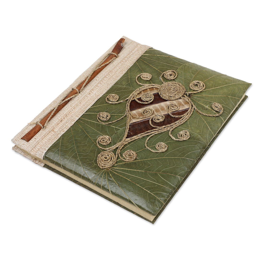 Turtle-Themed Natural Fiber Journal with 41 Rice Paper Pages - Twirly Turtle