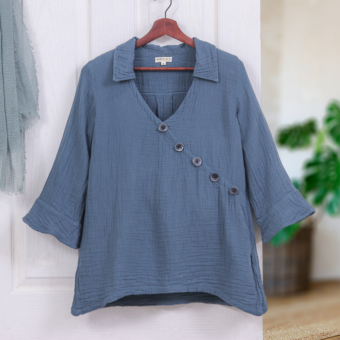 Chic Asymmetry in Dusty Teal