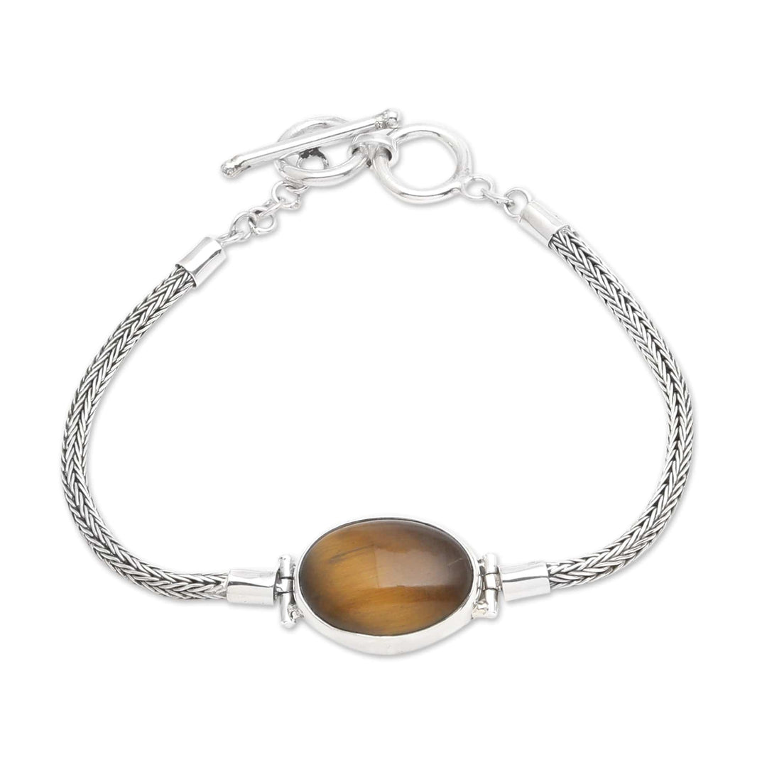 Balinese Sterling Silver and Tiger's Eye Pendant Bracelet - Fearless Soul