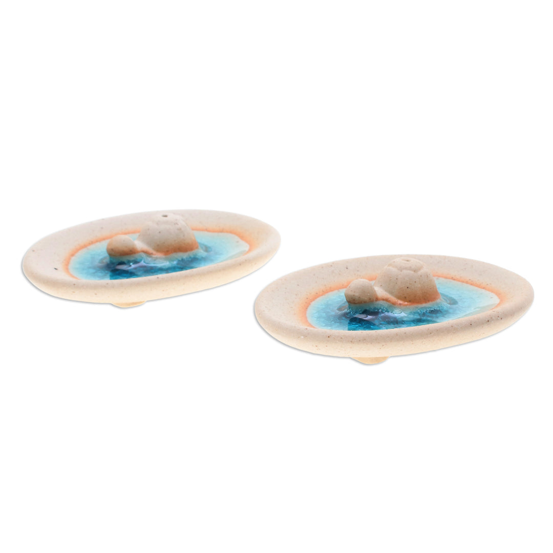 Handcrafted Turtle-Themed Ceramic Incense Holders (Pair) - Turtle World