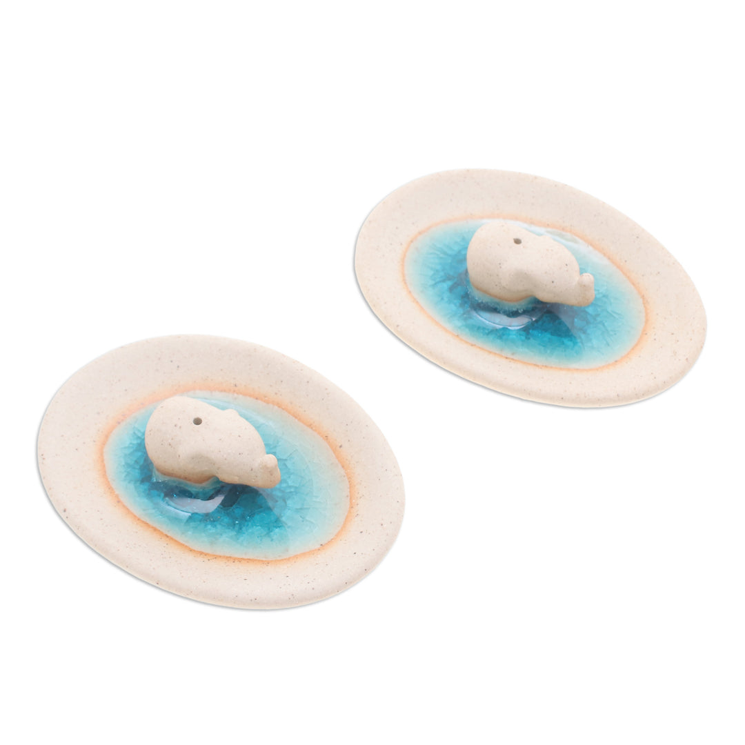 Handcrafted Elephant-Themed Ceramic Incense Holders (Pair) - Elephant World