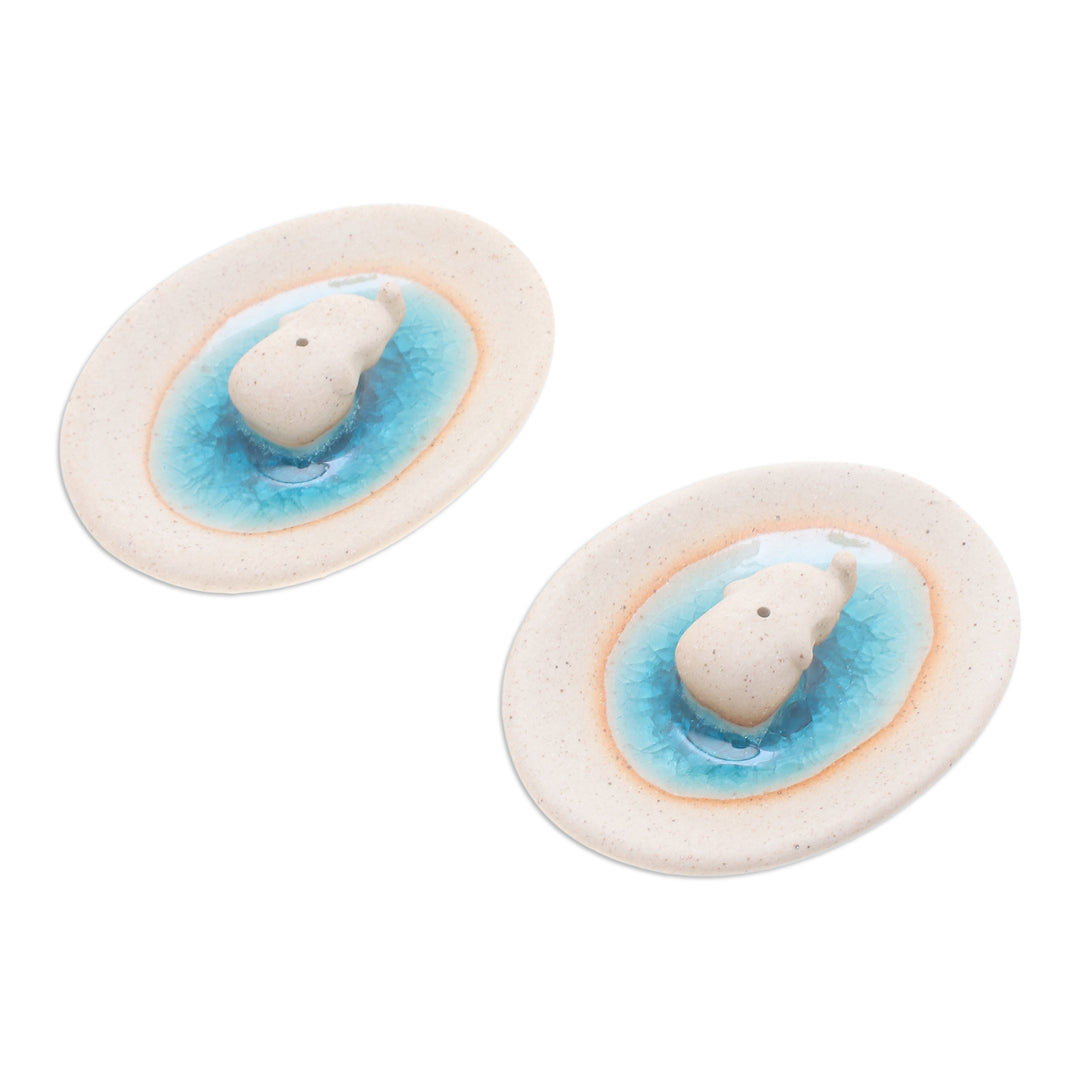 Handcrafted Elephant-Themed Ceramic Incense Holders (Pair) - Elephant World