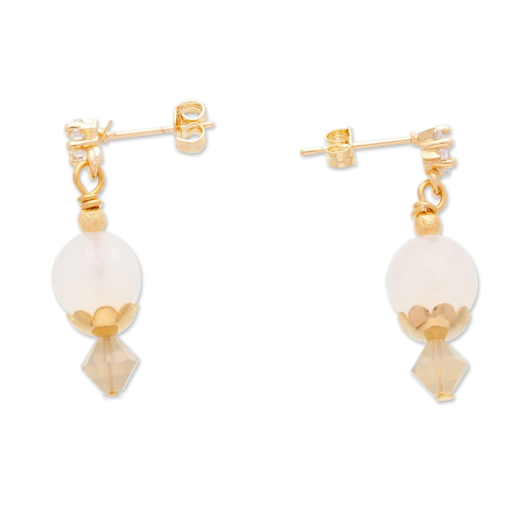 Polished 14k Gold-Plated Multi-Gemstone Dangle Earrings - Ethereal Days