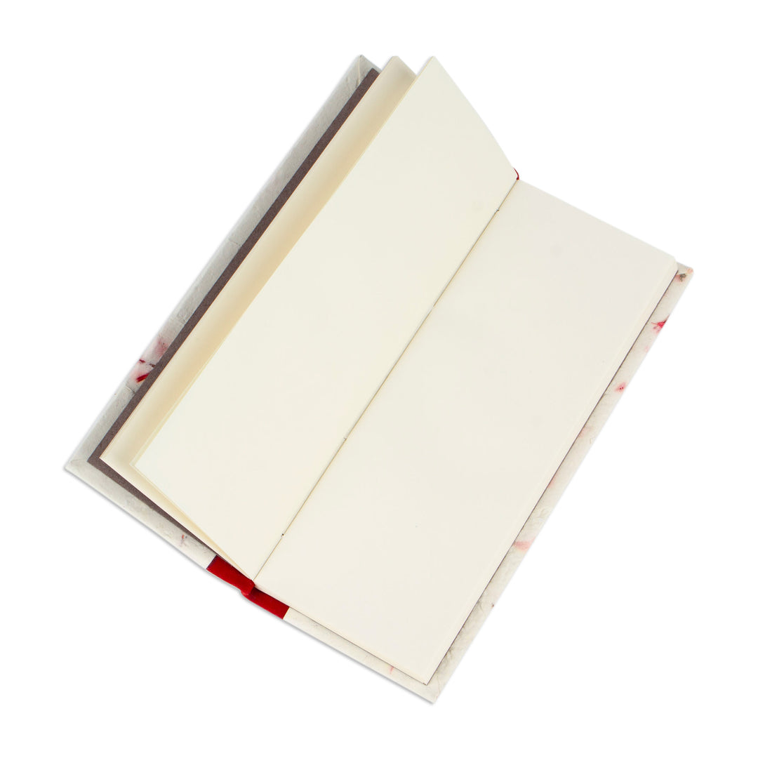 Handcrafted Floral Red Amate Paper Notebook from Mexico - Passionate Thoughts