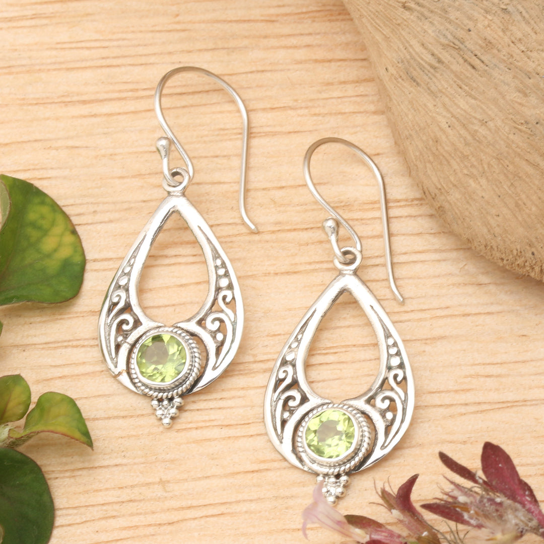 Polished 1-Carat Natural Peridot Drop-Shaped Dangle Earrings - Green Realm