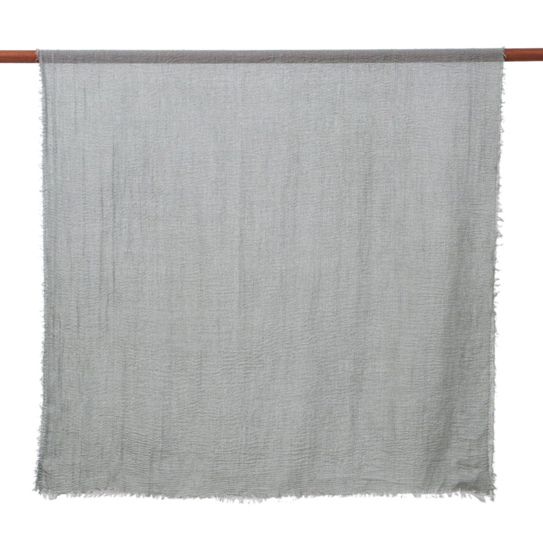 Pair of Handwoven Lightweight Blue and Grey Cotton Scarves - Sky Glam