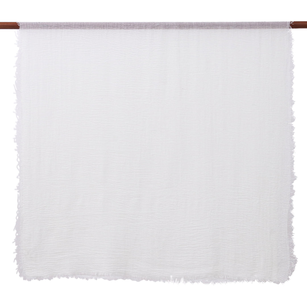 Two Hand-Woven Lightweight Aqua and White Cotton Scarves - Cozy Cool