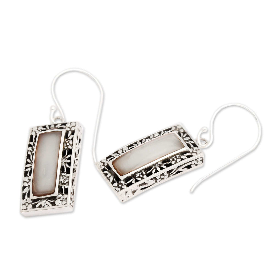 Floral Sterling Silver and Bright Resin Dangle Earrings - Dreamy Mirror